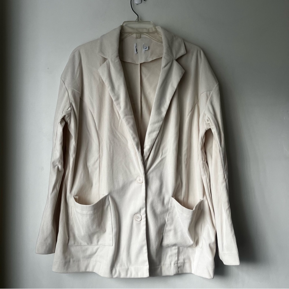Princess Polly Amber Off White Corduroy Oversized Blazer S/M